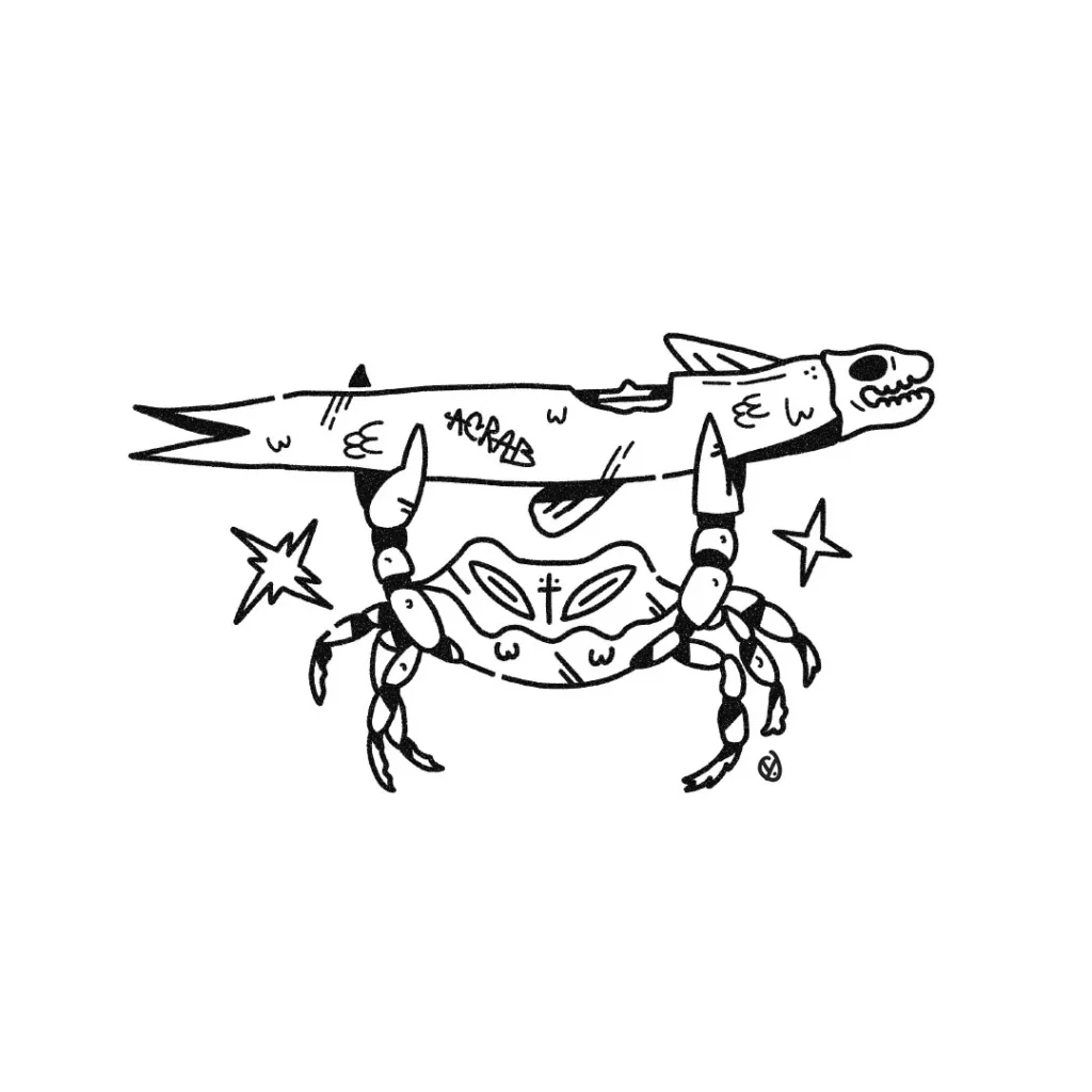 Flash tattoo crabe